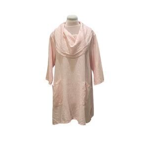 VINTAGE MATCH POINT Pink 100% Linen Cowl Neck Top M Artsy Lagenlook Minimalist